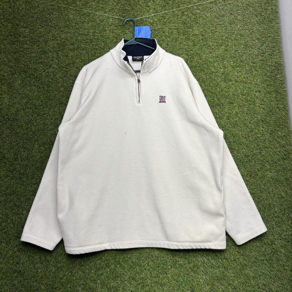 Ralph Lauren Sweatshirt Mens XL Quarter 1/4 Zip Fleece Polo Jeans Co. Mock Neck